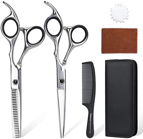 Комплект ножици за Подстригване на коса NingLiao, Набор от професионални Фризьорски ножици от Неръждаема Стомана 5,5 Инча с Режещи Ножици,