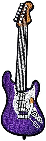 Умама Кръпка Комплект от 3 Китарни Петна Лилаво електрическата китара е Музикален Инструмент Рок Група Карикатура Ютия На Бродирани