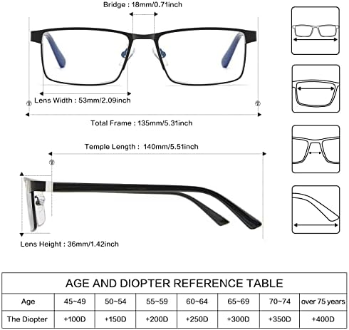 Бифокални Очила за четене за Мъже, Блокер Синя Светлина Компютърни Ридеры, Лека Метална Дограма, Очила с Пружинным тръба на шарнирна Връзка,