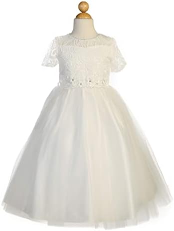 Розови Рокли на Принцеси за Първо Причастие за Момичета 7-16 години, на 1-ви Размер Бяло Тънко рокли за Светиите, Vestidos