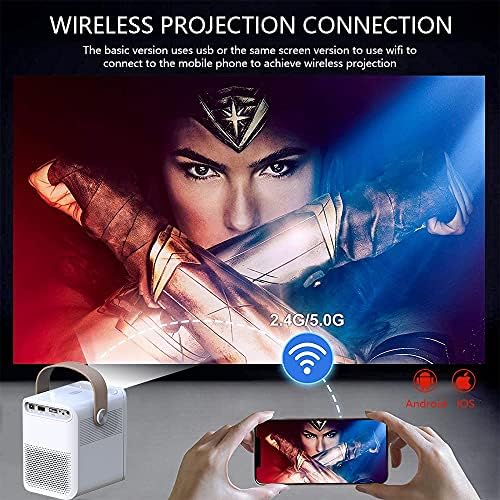 Дебел Проектор 1080P, Пълен Мини-Проектор за домашно кино, ET30 4K Viedo в прожектор Преносими led за смартфон (Размер: Android)