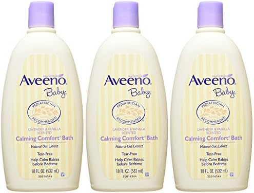 Aveeno Baby Успокояваща Удобна баня с лавандула и ванилия, 18 унции течност в бутилки (опаковка от 3 броя)