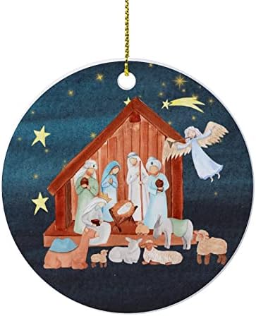 Керамичен Коледен Орнамент с Двустранно Изображение на Исус, Подаръци с Коледните Орнаменти за Приятели, семейство, Деца,