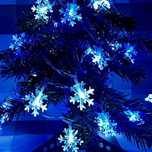 16,4 ' приказни Коледни светлини във формата на Снежинки - 50 бр. Стръмни бели и сини led мини-гирлянди за коледна украса