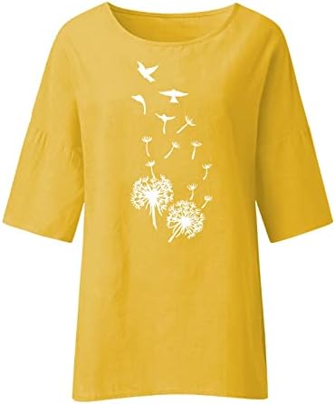 Женска Тениска за Бягане, Дамско Тениска с Кръгло деколте и ръкав 3 от 4, Свободни Тениски с Флорални Принтом, Ежедневни Ризи за Жени
