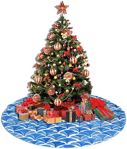 LVeShop Японското Кимоно Синя Пола за Коледно Луксозна Кръгла Подложка За вътрешна и Външна Употреба Селски Празнични Украси