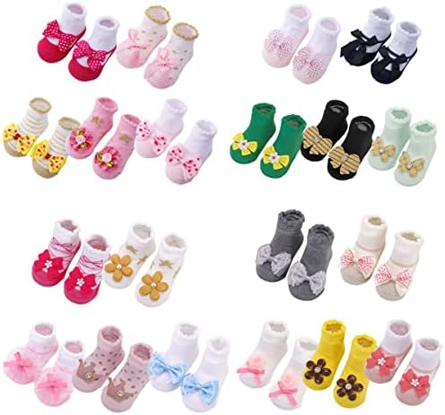 BOMAIS, 20 Опаковки Чорапи За Новородени Момичета, от 0 до 24 месеца с Бантиком,