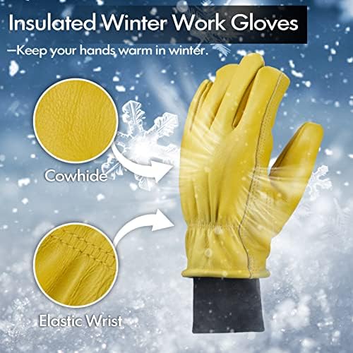 Мъжки работни ръкавици от утепленной кожата Hocoi Moa, Ветроупорен Зимни Работни Ръкавици от Телешка кожа за шофиране, Водоустойчив