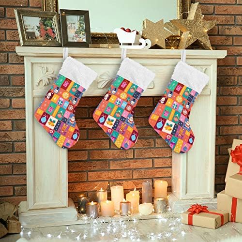 Коледни Чорапи-Пъзел PIMILAGU, 1 Опаковка, 17,7 инча, Окачени Чорапи за Коледна украса