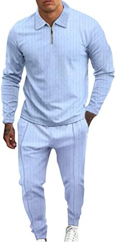 Спортен костюм За мъжете S casual Комплект от две части на райе, Блуза с яка с цип, Панталони С завязками, Комплекти, Модерен Спортен Топ