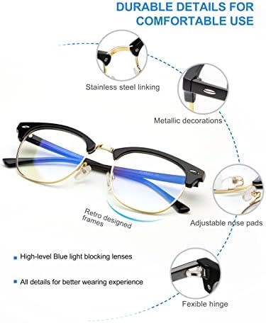 Очила NSSIW Light Blue за жени и Мъже, Подобрени Компютърни Очила, Виртуални очила, Очила Без Рамки