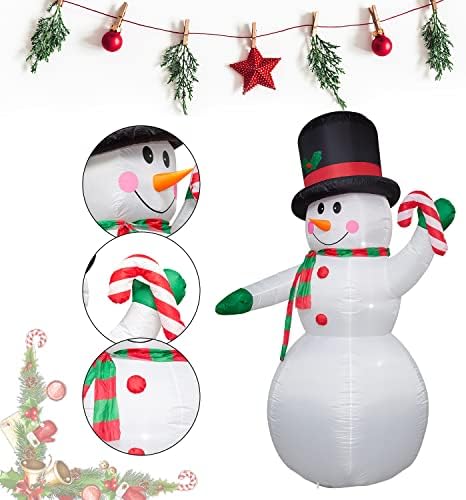 8-Подножието Коледни Надуваеми Играчки, Коледна Украса, Снежен човек на Открито с бели led Лампи Украса - Надуваема декорация