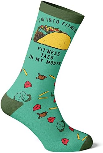 Тако-Чорап за фитнес, Забавна, Сладка, С саркастичен тяхното Шарките и чувство за Хумор, на Хладно, Луда обувки (Зелена) - Мъже (7-12)