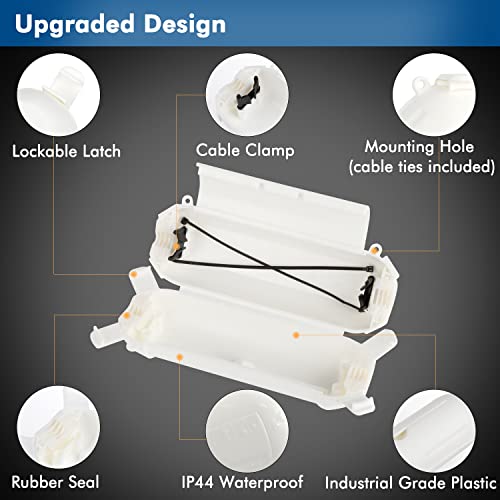 4 Опаковки компактен външен удължител RESTMO, водоустойчива кутия IP44 и предпазител, идеална за защита на външни вилици, електрически връзки, празнични декоративни тел