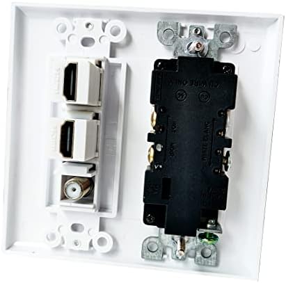 Изход за захранване BOPLAT на 20 Усилвател с 2 Коаксиальными HDMI конектори на стената - Електрически контакт и с 2 порта HDMI Keystone Jack,