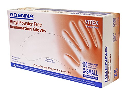 Изпита ръкавици Adenna VTX992 Vitex 4-миллиметровые без винил прах (сметана, малки) В кутия 100 броя