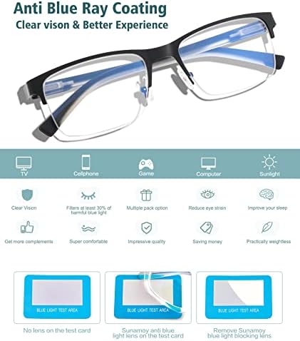 Многофокусные очила за четене SUNAMOY, мъжки бифокални безлинейные прогресивна мултифокална очила за четене, синя светлинна компютърна рамки, очила 2pk