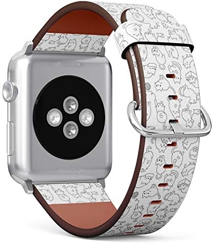 Съвместим с големи Apple Watch 42 мм 44 мм, 45 мм (всички серии) Кожена каишка за часовник Каишка Гривна с адаптери (икони със