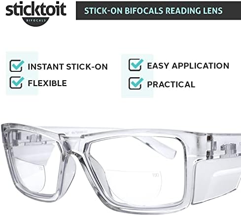 StickToIt Поставили в бифокальным лещи, превръща всички слънчеви очила в бифокални, за многократна употреба, лепило, с диоптриями от