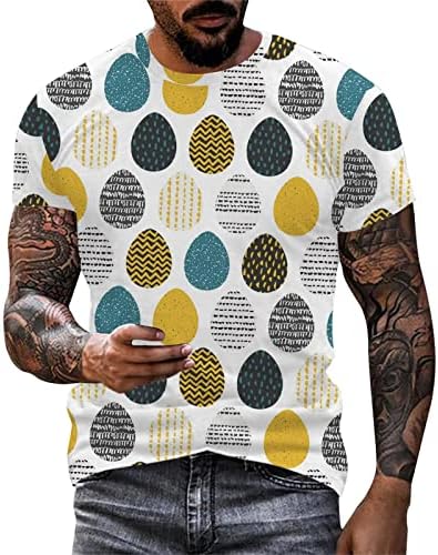 2023 Нова Мъжки Великден Модни и Ежедневни Тениска с Цифрово 3D Принтом, Кръгло деколте и Къси Ръкави, Мъжки Ризи