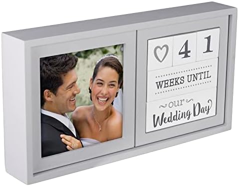 Рамка за сватбен за обратно отброяване Malden International Designs 3447-44, 9,75 инча (Ш) x 5 инча (В) x 1,5 инча (Г), Сива