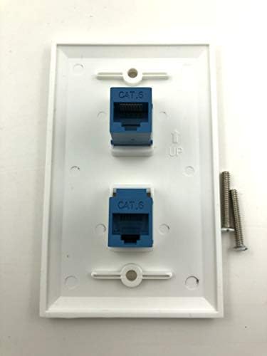 Стенни панел Ethernet, 2 порта Cat6 Keystone От конектор към конектора - Бял