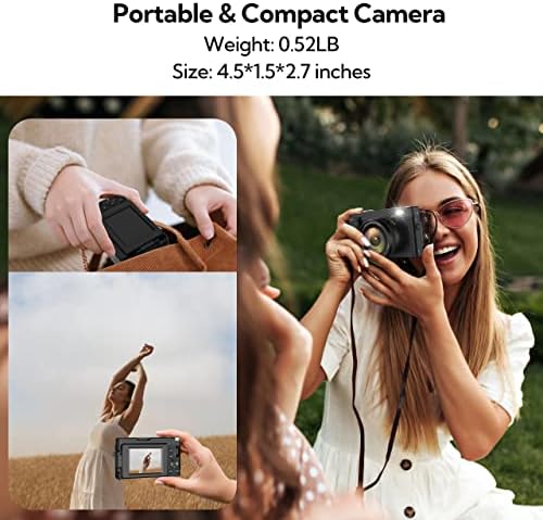 Цифров фотоапарат 4K фотография, 16-кратно увеличение, Помещение за видеоблогинга със светкавица, 48-Мегапикселова Камера с автофокус