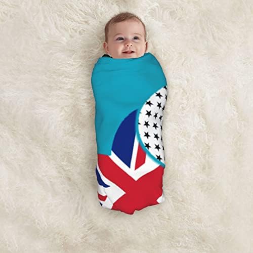 Детско Одеало с Британския Флаг и Флага на сащ, Като Одеало за Бебета, Калъф за Свободни Новородени, Обвивка