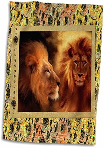 Кърпи 3dRose King of the Jungle Lions в дизайнерски художествена рамка (twl-210686-3)