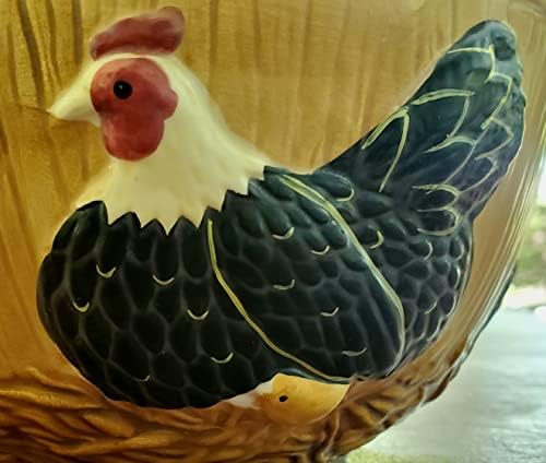 Купа за пиле Ръчно рисувани Сакура в стил Фермерска къща, Дизайн на пенсия от Уорън Кимбла 7,25 Диаметър х 5,25 Височина /