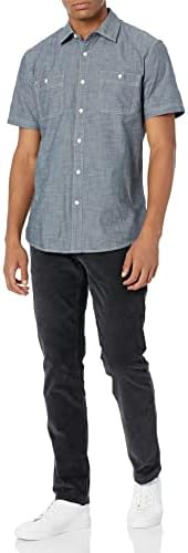 Мъжки облегающая риза от chambre с къс ръкав Essentials