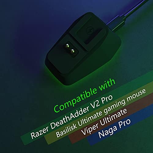 Докинг станция за зареждане и безжична мишка Razer с 2 USB-порта, пъстра, динамична подсветка и кабел Type-C, подходяща за DeathAdder