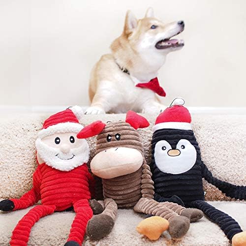 ZippyPaws Holiday Бръчка - Пищащая Плюшен играчка за Кучета (Дядо коледа, Голям)