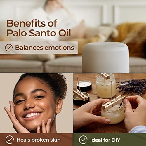 Gya Labs Етерично масло Palo Santo за дифузьор - Чисто етерично масло терапевтичен клас Palo Santo Oil за кожата - Релаксиращ