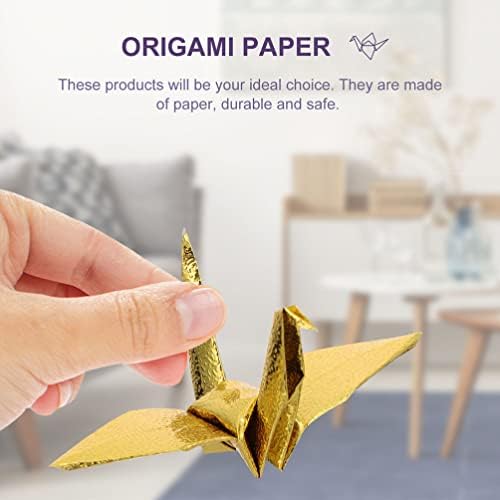 Wakauto 100 Листа Хартия за Оригами Направи си сам, Лъскава Квадрати от Хартия От Златно Фолио, Лесно Сгъване на Хартия, Едностранно Перламутровое