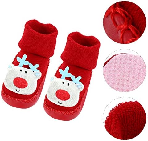 1 Чифт Детски, Коледни чорапи, Чехли, меки обувки със Синьо елен, устойчива на плъзгане домашни обувки за ходене в Яслата за Новородени Момчета