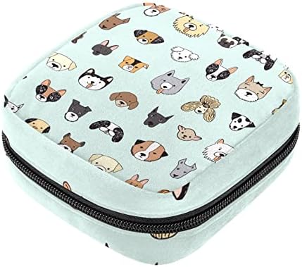Чанта за съхранение на Хигиенни Кърпички с Шарките на Анимационни Кучета, Преносим Чанта за Месеца, Калъф за Менструална