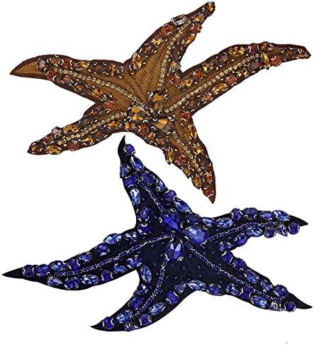 2 бр Новата Нашивка Ръчно изработени Beaded Цветна Апликация във формата На морска звезда с Диаманти, Голям Брой Точкови Аксесоари За