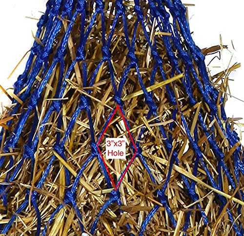 Мрежа за сено Majestic Али, Комплект от 2 броя, Дължина - 54 инча, Дупки 3 x 3 за коне (Royal blue)