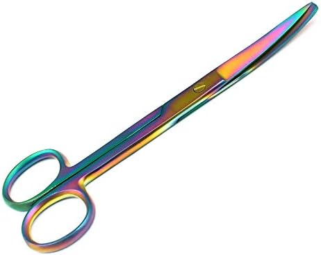 OdontoMed2011 Multi Titanium Color Rainbow Операционни Ножици Остри / Тъпи 5,5 Извити Ножици Цветове на Дъгата от Неръждаема
