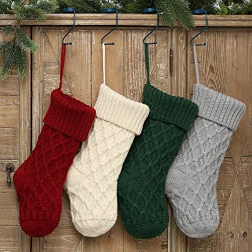 Коледни Чорапи Haiteng Кабелна тел 14 инча Голям Размер Класически Орнаменти Подаръчен Комплект от 4