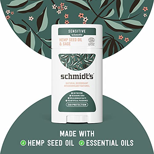 Натурален Дезодорант Schmidt's Без алуминий За жени И мъже, Масло от семена на коноп и градински чай С 24-часова Защита От