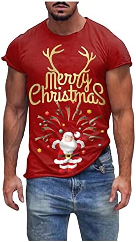 XZHDD Тениски с къс ръкав Коледен войници за мъже, тениски с кръгло деколте и принтом Дядо Коледа, върховете на домашно