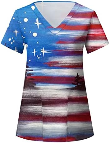 Тениска Дамска с Графичен Деня на Независимостта за Жени, Летни Ризи с Принтом за Всеки Ден за Жени, Върхове с кръгло деколте