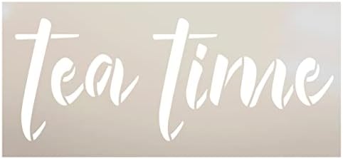 Шаблон с Надпис Tea Time от StudioR12 | Направи си САМ, Интериор за кухня в Селски стил | Раскрась Възглавница или Дървена Знак