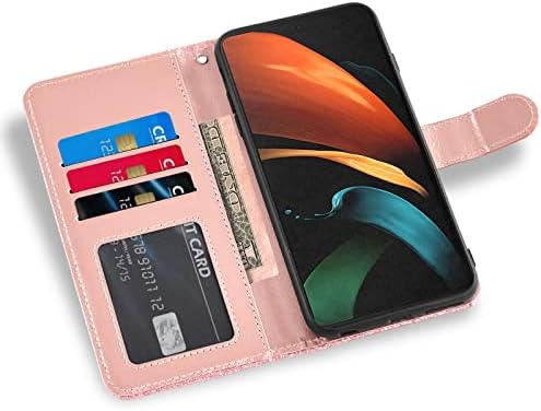 Asuwish Калъф за телефон Samsung Galaxy Z Fold 2-5G 2020 с Лъскав Капак-Портфейл, Панти Държач за карти, Слот за карта, Поставка,