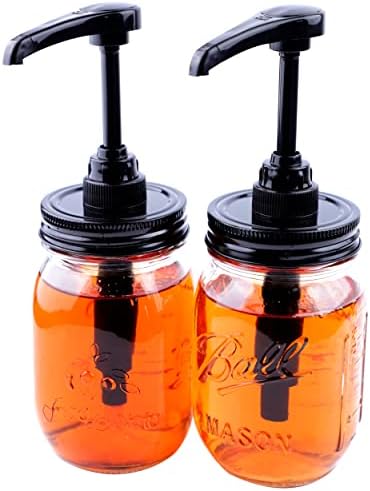 Помпа за дозиране сироп и мед Mason Jar Капачки за обикновени устата (2 опаковки), Фланец с Кухненски помпа за дозиране