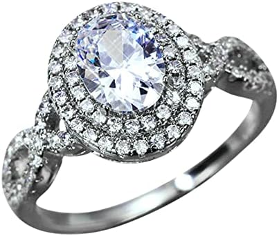 2023 Ново Сребърен Пръстен с Голям диамантен пръстен с Кръгла форма, с Кръгло Пръстен с кристали, Елегантна Геометрично Пръстен с Кристали,