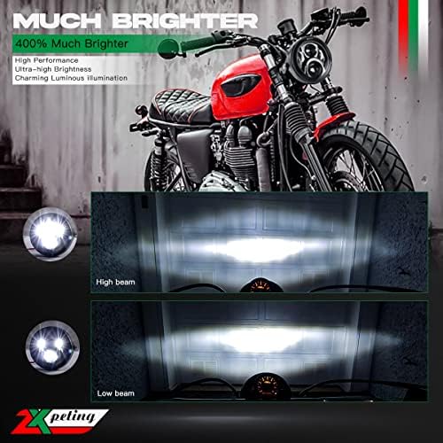 ZXpeting 7-Инчов LED Мотоциклетни Кръгли Фарове с Корпус Кофа Hi/Lo Лъч Мотоциклетни Фарове за Harley, Yamaha, Kawasaki, Honda Hornet