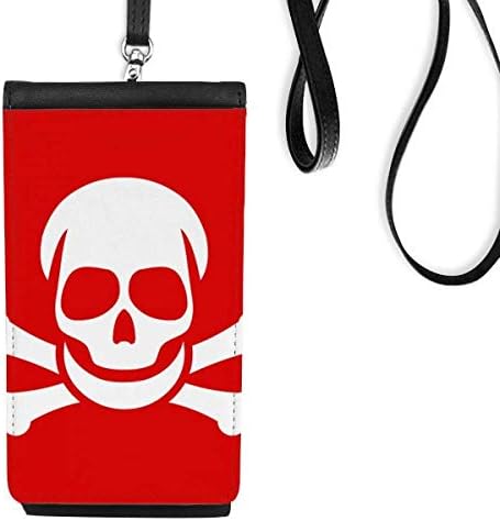 Отравяне Червен Квадратен Предупредителен Знак Телефон В Чантата Си Портфейл Окачен Мобилен Калъф Черен Джоба